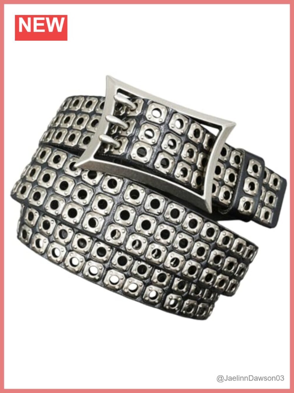 Three Studded Belt Genuine Leather Punk Rivet Belt